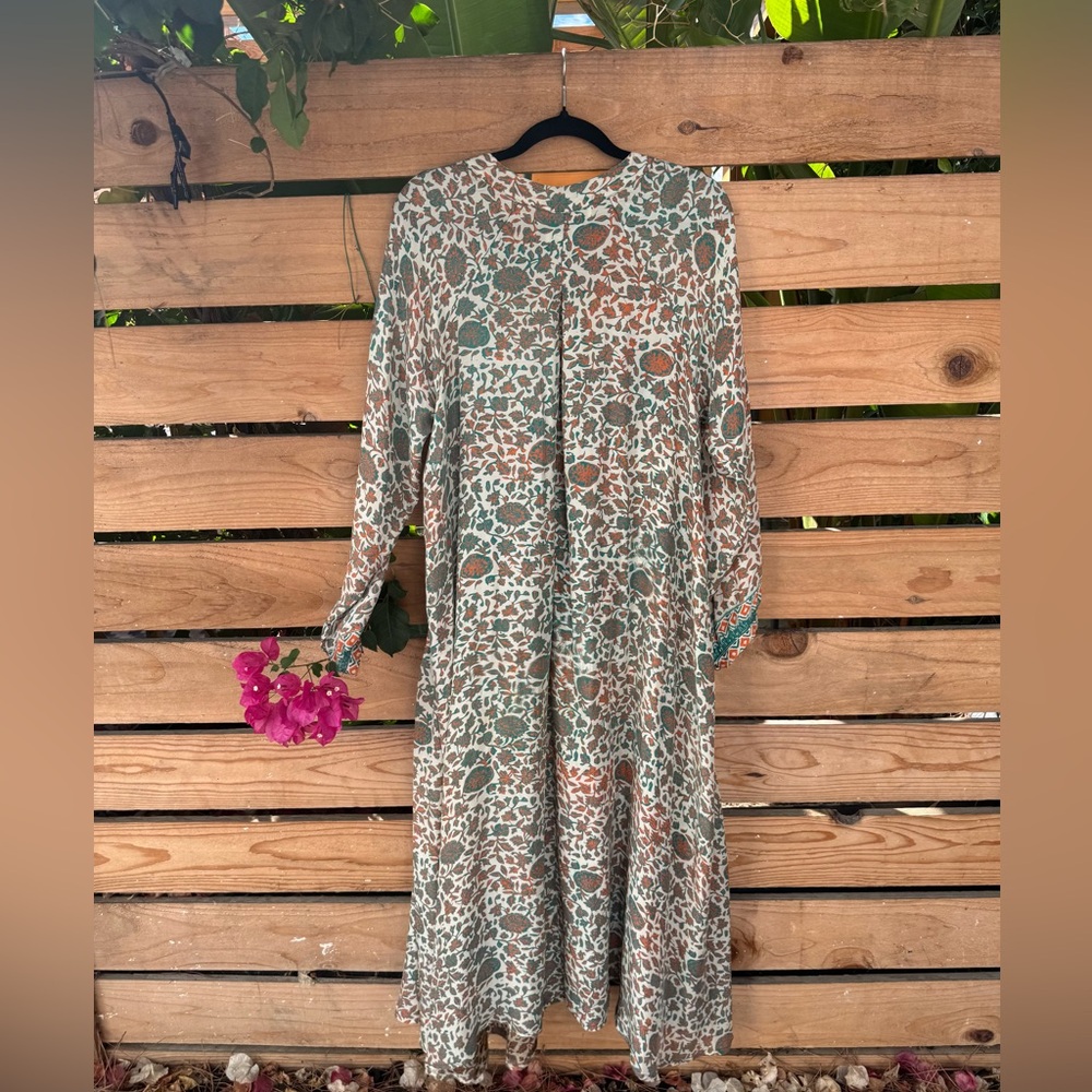 NATALIE MARTIN  Print Maxi Dress with Green Accents - SILK - Picture 5 of 6